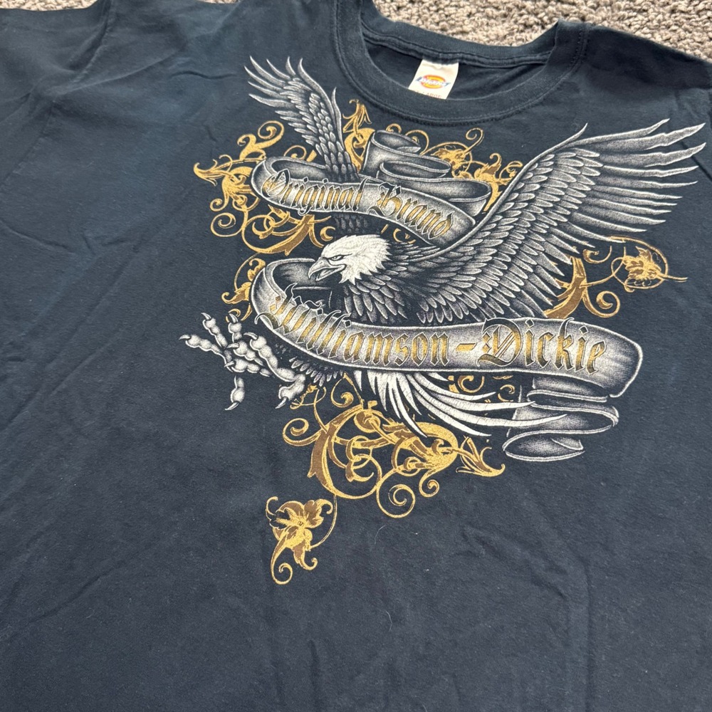 Vintage Dickies Graphic T-Shirt Mens Black Excellent Eagle Print XXL